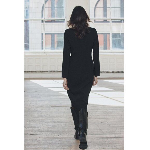 Zara Black Leather Knee High Boots Flat Round Toe Pull Tab Equestrian US Sz 6 - Picture 5 of 11